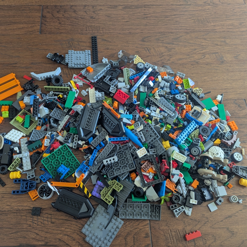 LEGO Mixed Brick Collection with Black, Gray, and Green